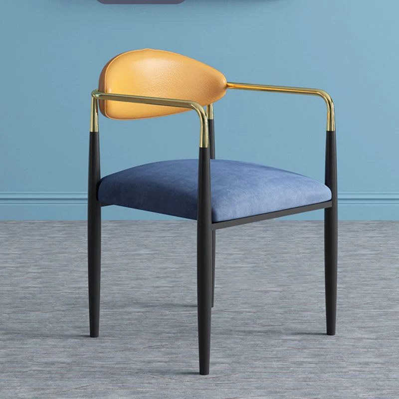 Glam Poltroncina con gambe metallo e schienale aperto, sedia da pranzo per uso domestico Clearhalo