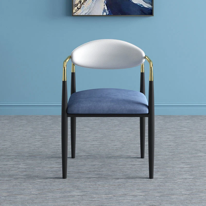 Glam Poltroncina con gambe metallo e schienale aperto, sedia da pranzo per uso domestico Clearhalo