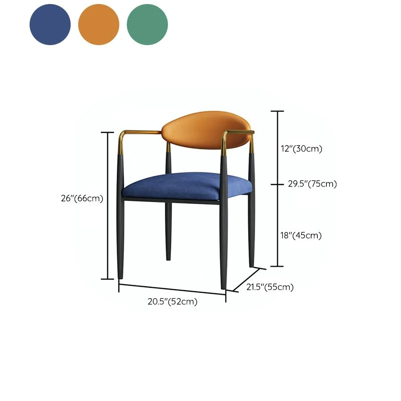 Glam Poltroncina con gambe metallo e schienale aperto, sedia da pranzo per uso domestico Clearhalo