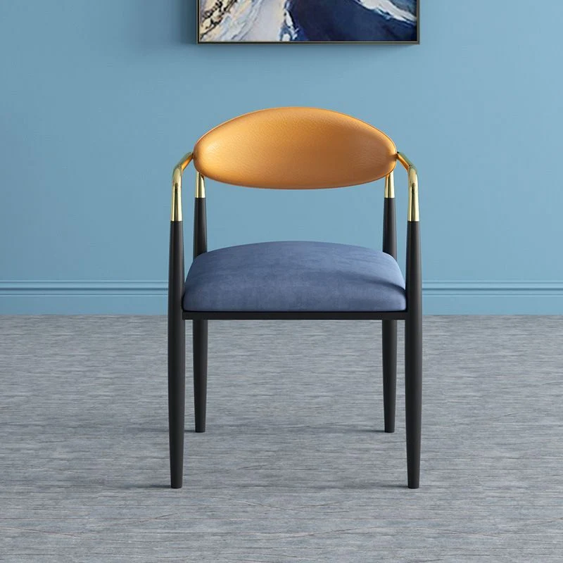 Glam Poltroncina con gambe metallo e schienale aperto, sedia da pranzo per uso domestico Clearhalo