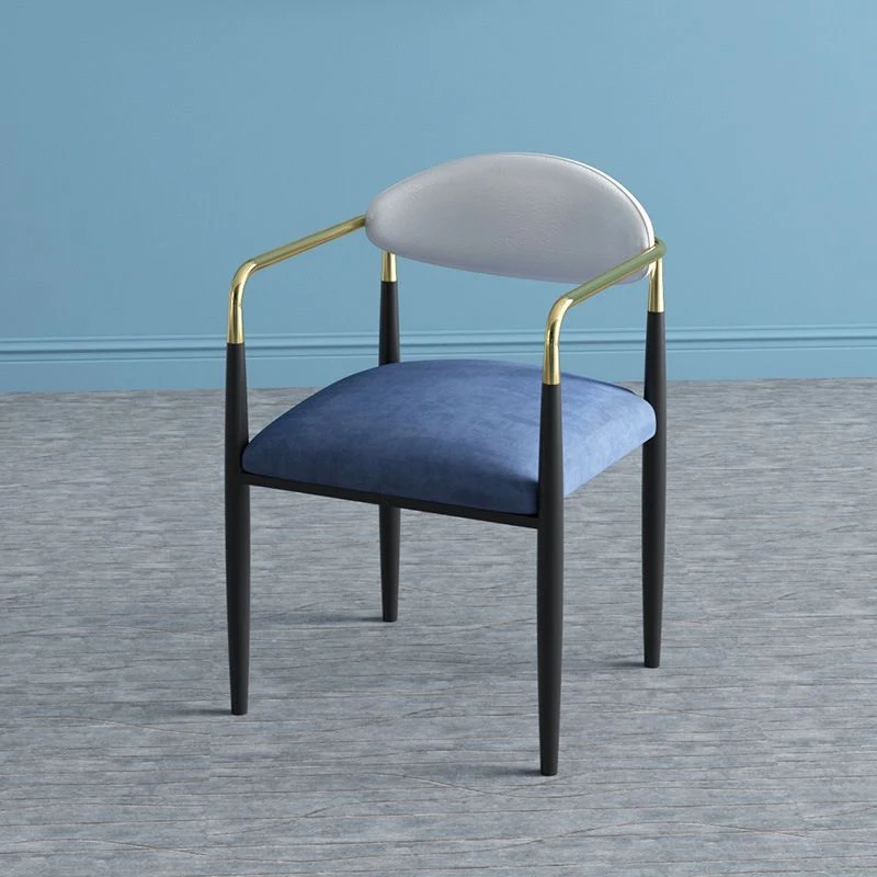 Glam Poltroncina con gambe metallo e schienale aperto, sedia da pranzo per uso domestico Clearhalo
