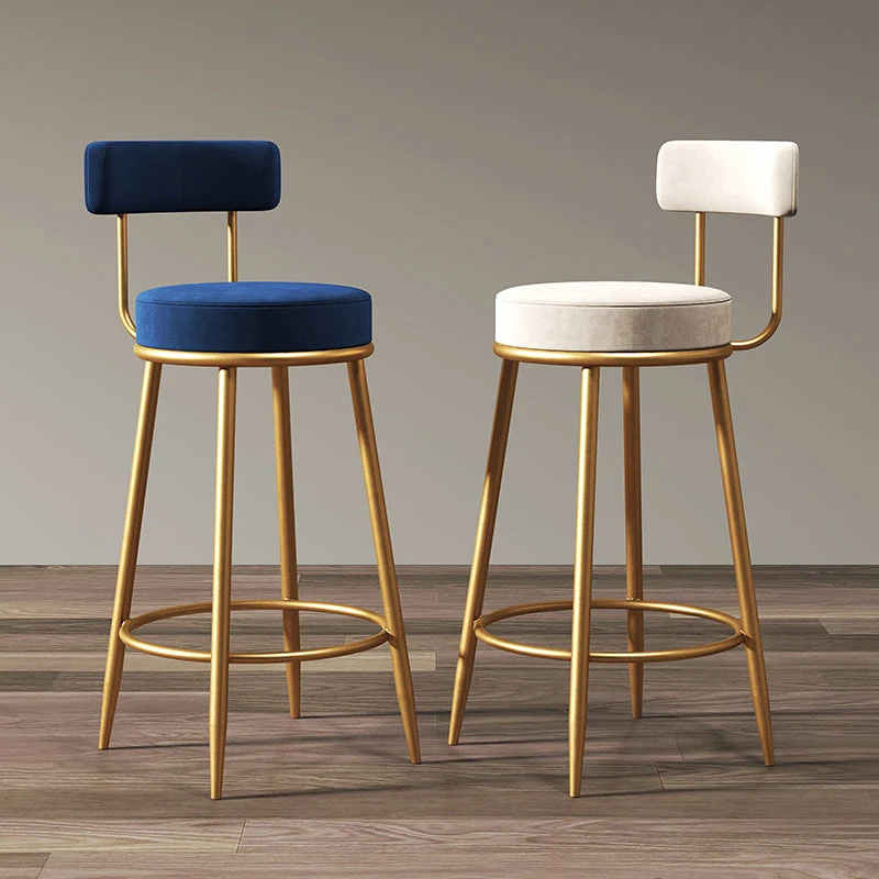 Glam Round Indoor Counter Chair Poggiapiedi Sgabello da pranzo imbottito con schienale basso Clearhalo