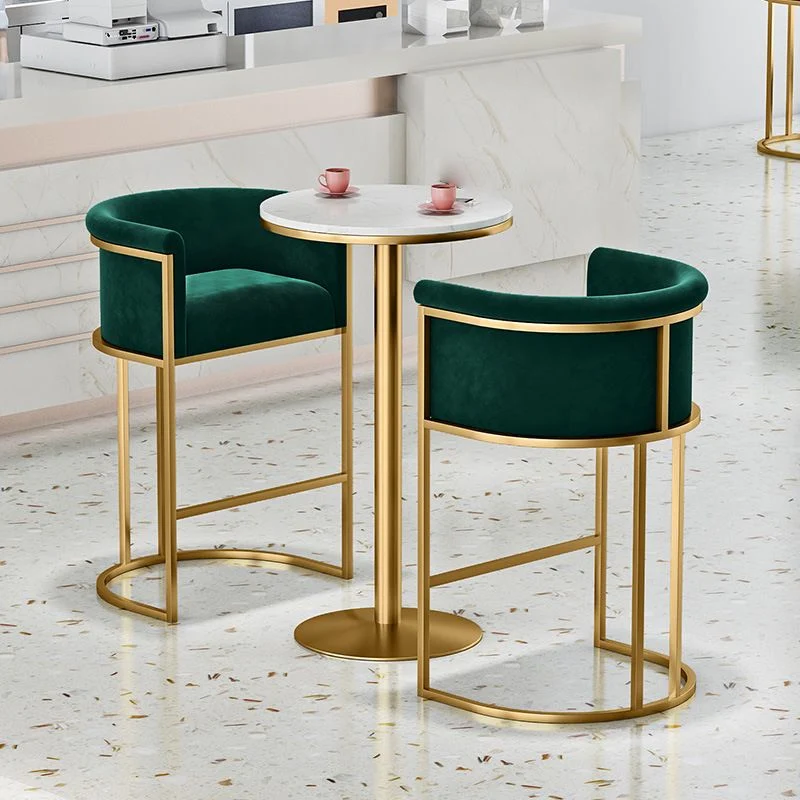 Glam schienale bracciolo sgabello da bancone sgabello da bar ferro con cuscino velluto e pedale Clearhalo
