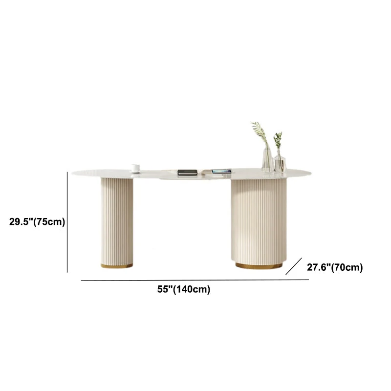 Glam Scrittoio dalla Forma Irregolare Scrivania Pietra Sinterizzata con Tre Cassetti Clearhalo