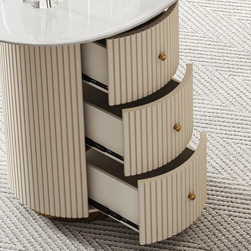 Glam Scrittoio dalla Forma Irregolare Scrivania Pietra Sinterizzata con Tre Cassetti Clearhalo