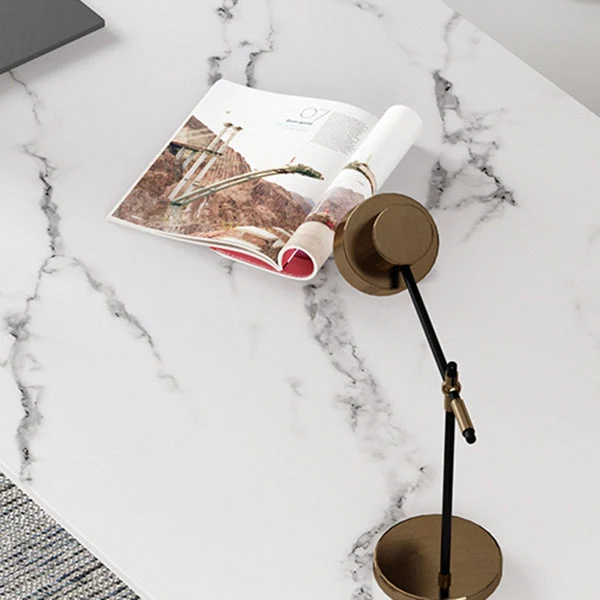 Glam Scrittoio Rettangolare Home Stone Scrivania da Ufficio con Gambe Metallo Clearhalo