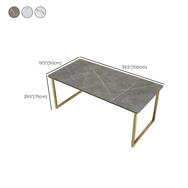 Glam Scrittoio Rettangolare Home Stone Scrivania da Ufficio con Gambe Metallo Clearhalo