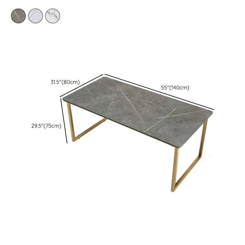 Glam Scrittoio Rettangolare Home Stone Scrivania da Ufficio con Gambe Metallo Clearhalo