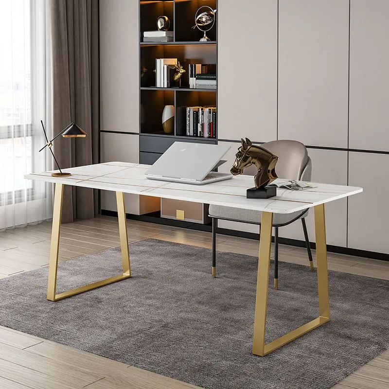Glam scrivania alta da 29,53 pollici scrivania da ufficio pietra 1 ripiano con base slitta Clearhalo