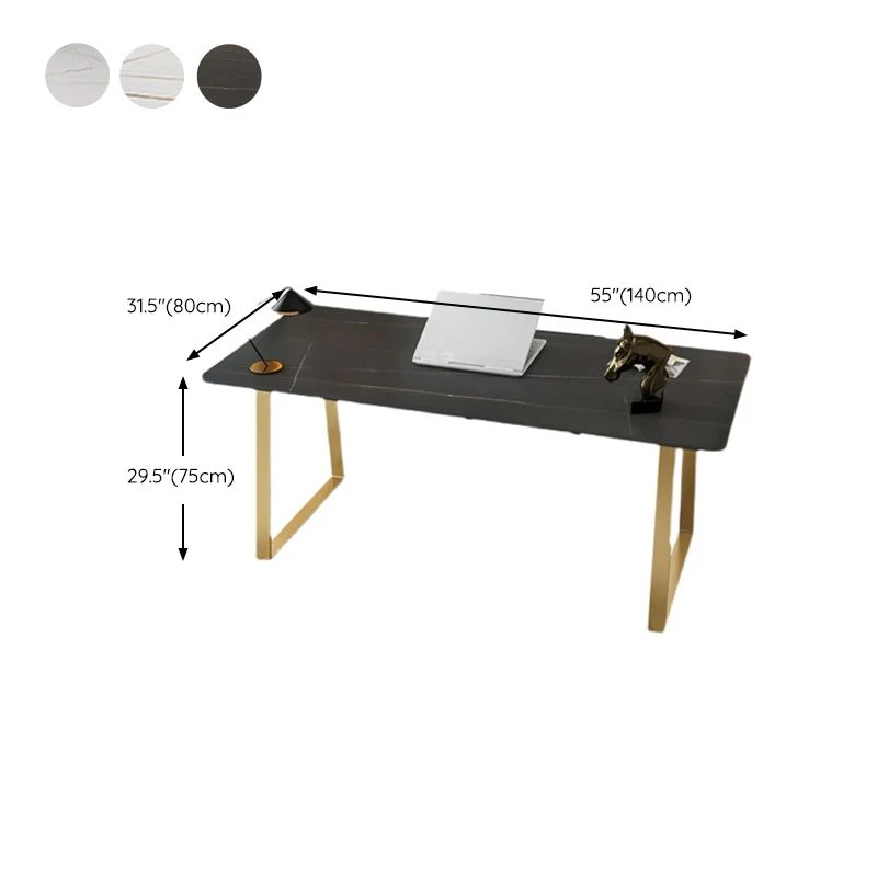 Glam scrivania alta da 29,53 pollici scrivania da ufficio pietra 1 ripiano con base slitta Clearhalo