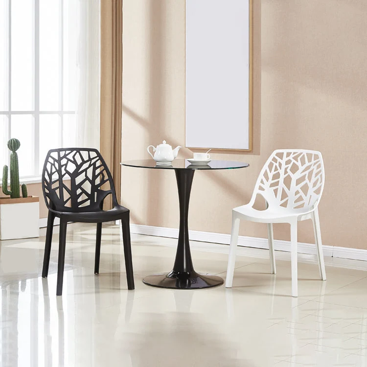 Glam Sedia da pranzo per interni ed esterni Sedia laterale impilabile plastica Clearhalo