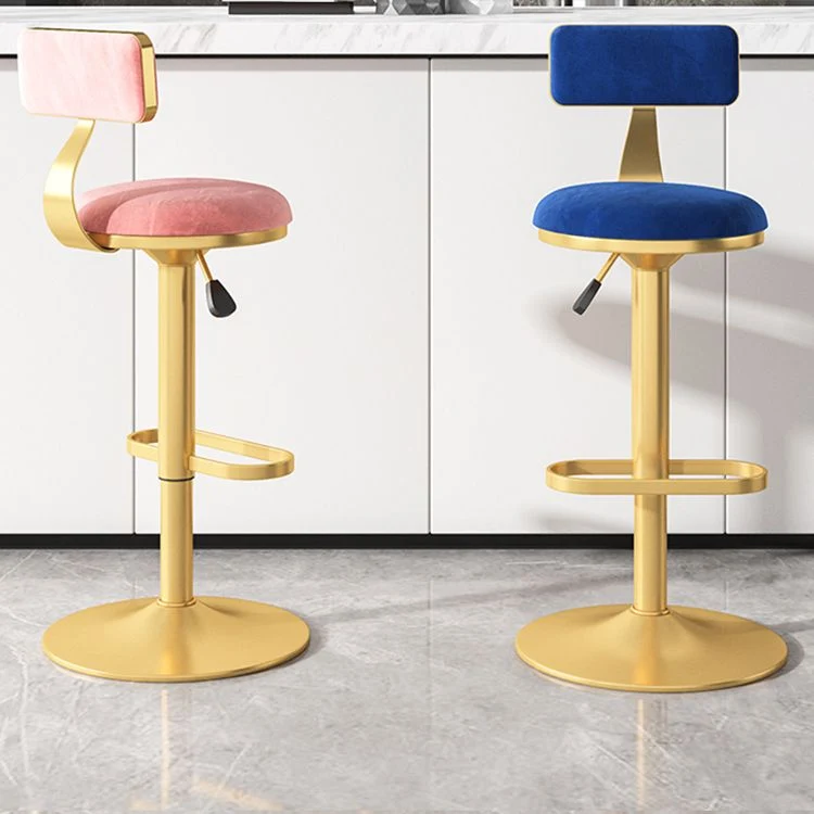 Glam Sgabello da bancone con schienale girevole Sgabello da bar da cucina acciaio con cuscino e pedale Clearhalo