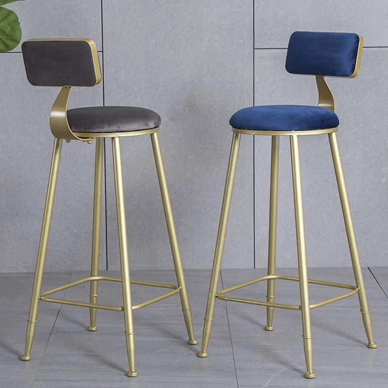 Glam Sgabello da bancone con schienale senza braccioli Sgabello da bar per salone di bellezza ferro con cuscino velluto Cl...