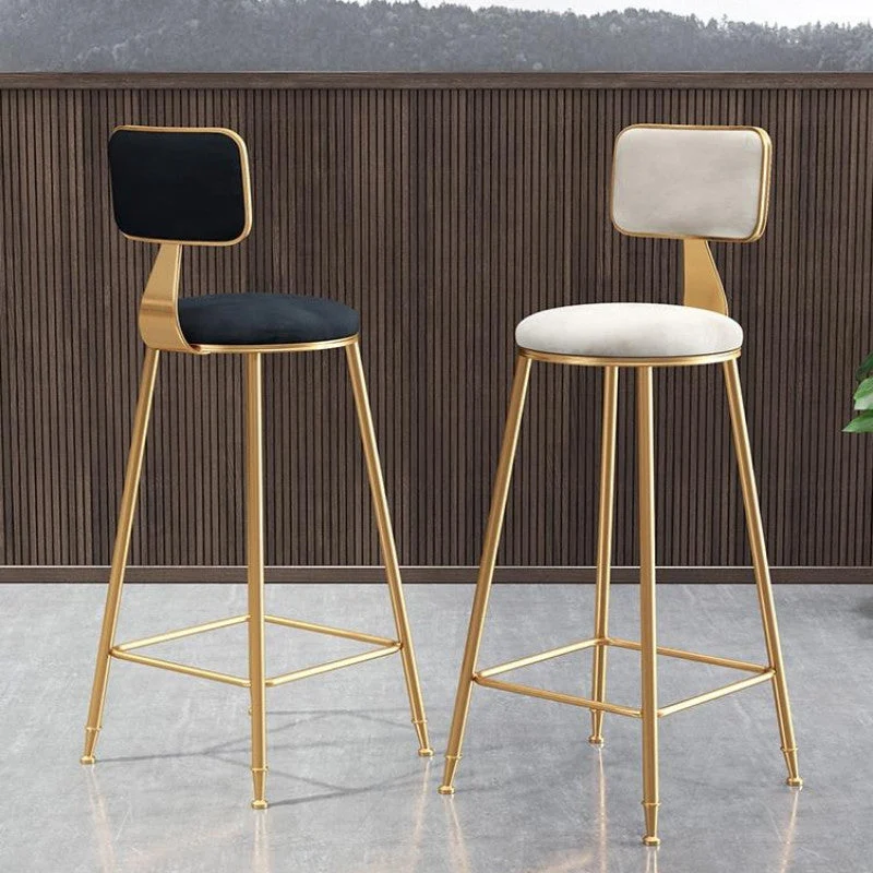 Glam Sgabello da bancone con schienale senza braccioli Sgabello da bar per salone di bellezza ferro con cuscino velluto Cl...