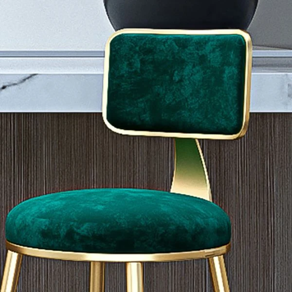 Glam Sgabello da bancone con schienale senza braccioli Sgabello da bar cassiere ferro con cuscino flanella e pedale Clearhalo