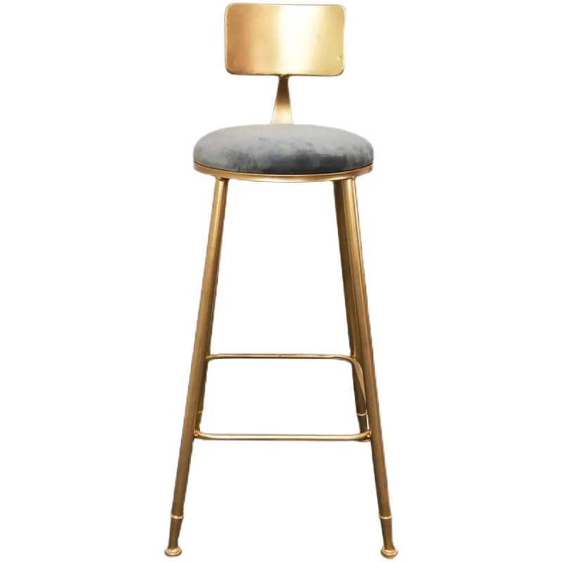 Glam Sgabello da bancone con schienale senza braccioli Sgabello da bar cassiere ferro con cuscino flanella e pedale Clearhalo