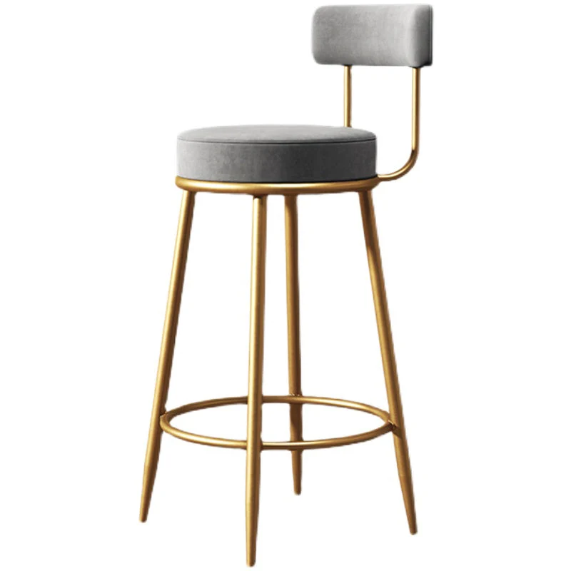 Glam Sgabello da bancone con schienale senza braccioli, cuscino ferro, sgabello da bar con pedale Clearhalo