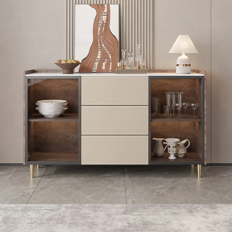 Glam Stone, credenza, credenza, 3 cassetti, con contenitore Clearhalo