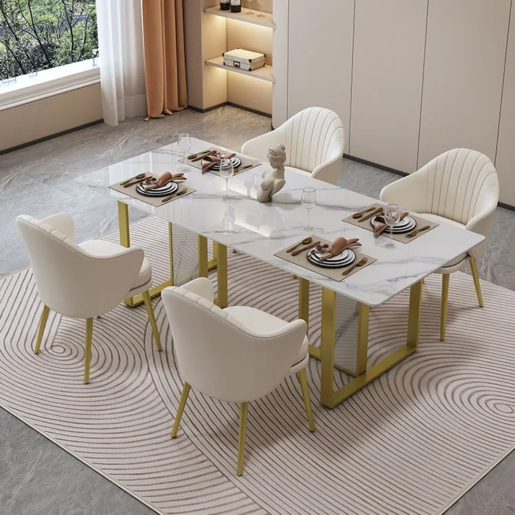 Glam Stone Furniture Set da sala da pranzo da 1/5 pezzi di altezza standard per uso domestico Clearhalo