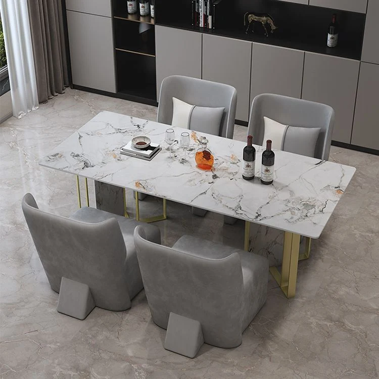 Glam Stone Furniture Tavolo da pranzo ad altezza standard da 1/5 pezzi con sedie Clearhalo
