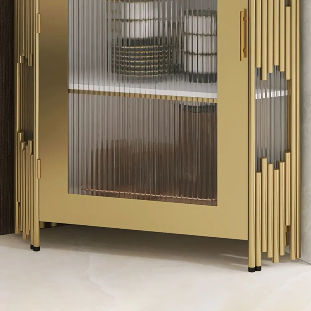 Glam Stone e tavolo credenza metallo 1 mobile con anta vetro, supporto per buffet Clearhalo