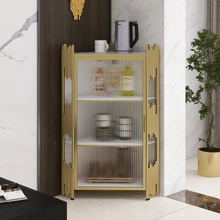 Glam Stone e tavolo credenza metallo 1 mobile con anta vetro, supporto per buffet Clearhalo