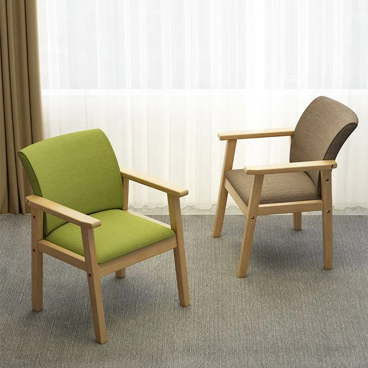 Home Poltroncina scandinava Sedia da sala da pranzo con schienale massiccio imbottito legno Clearhalo