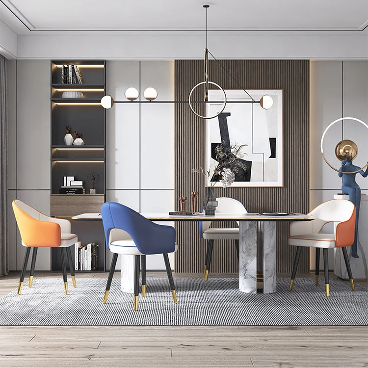 Home Poltroncina scandinava Sedia da sala da pranzo imbottita metallo con schienale aperto Clearhalo