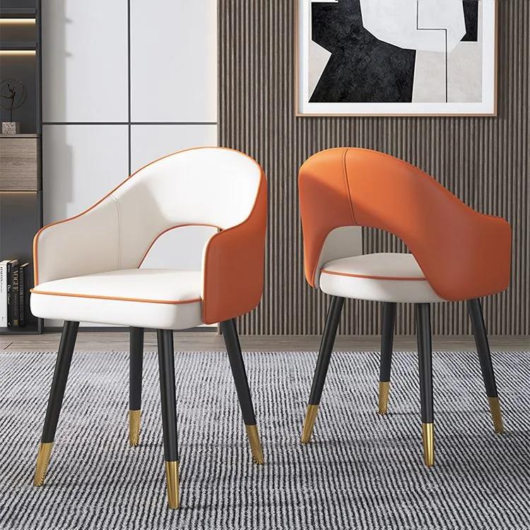 Home Poltroncina scandinava Sedia da sala da pranzo imbottita metallo con schienale aperto Clearhalo