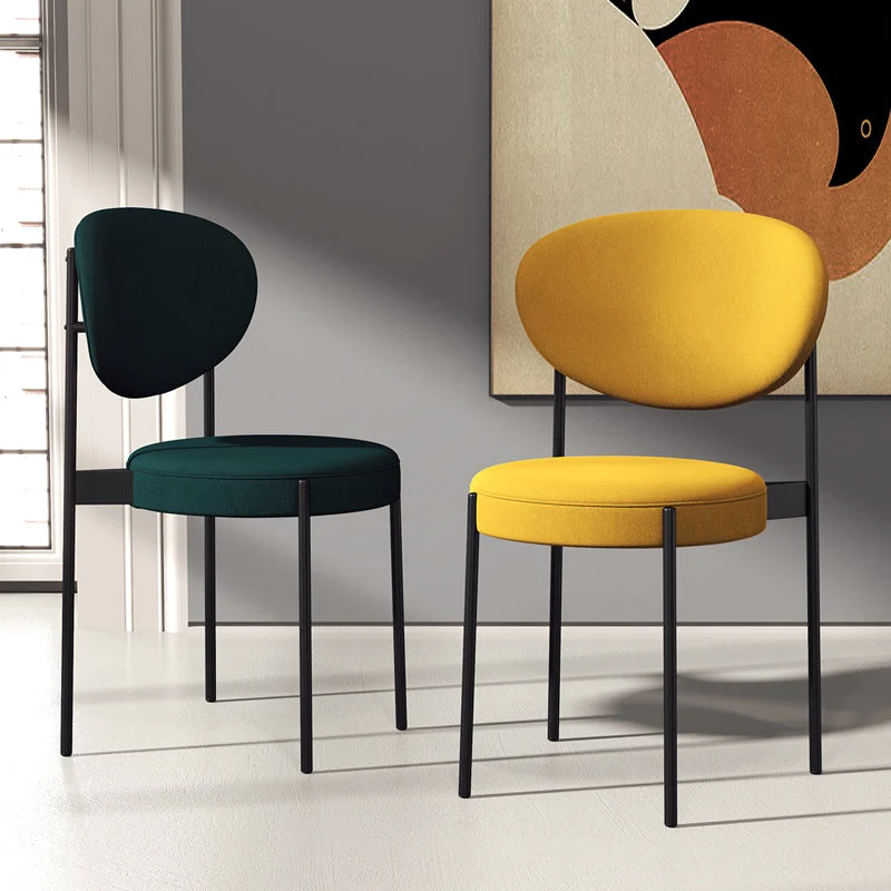 Home Sedia laterale scandinava Sedia da sala da pranzo imbottita metallo con schienale aperto Clearhalo