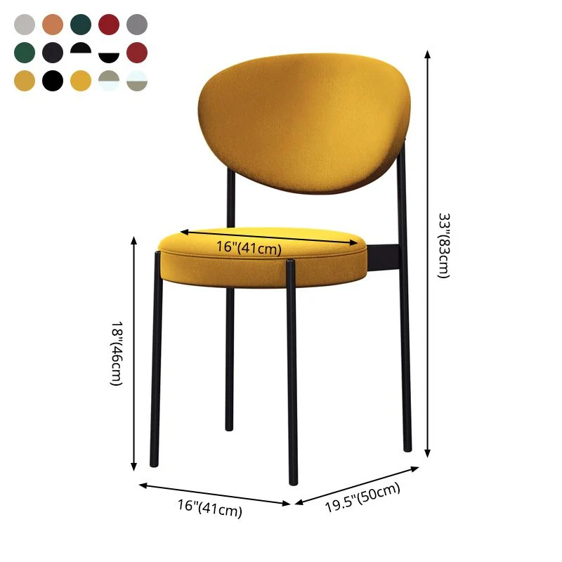 Home Sedia laterale scandinava Sedia da sala da pranzo imbottita metallo con schienale aperto Clearhalo