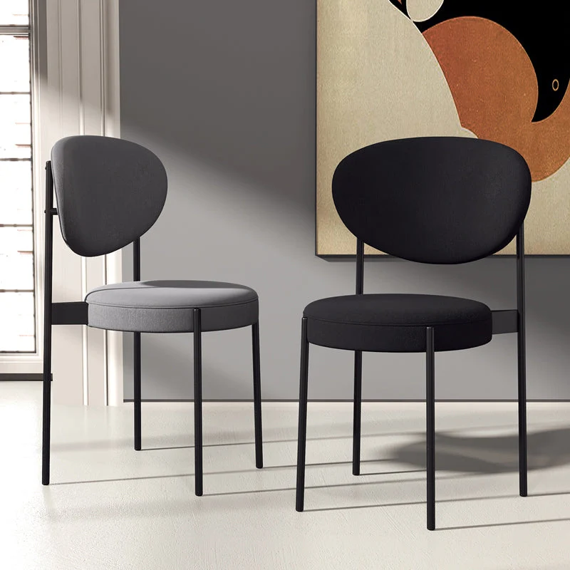 Home Sedia laterale scandinava Sedia da sala da pranzo imbottita metallo con schienale aperto Clearhalo