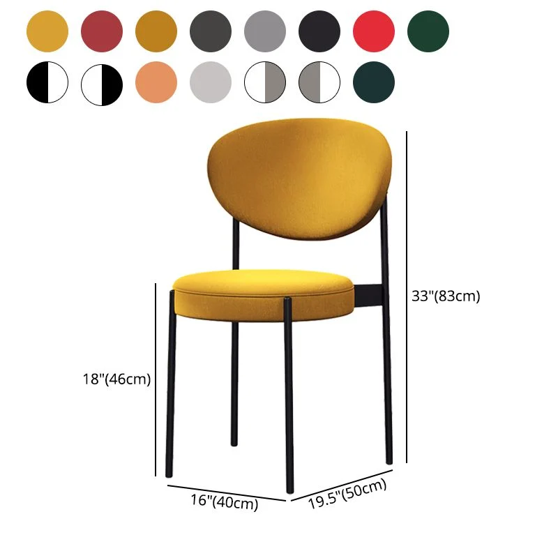 Home Sedia laterale scandinava Sedia da sala da pranzo imbottita metallo con schienale aperto Clearhalo