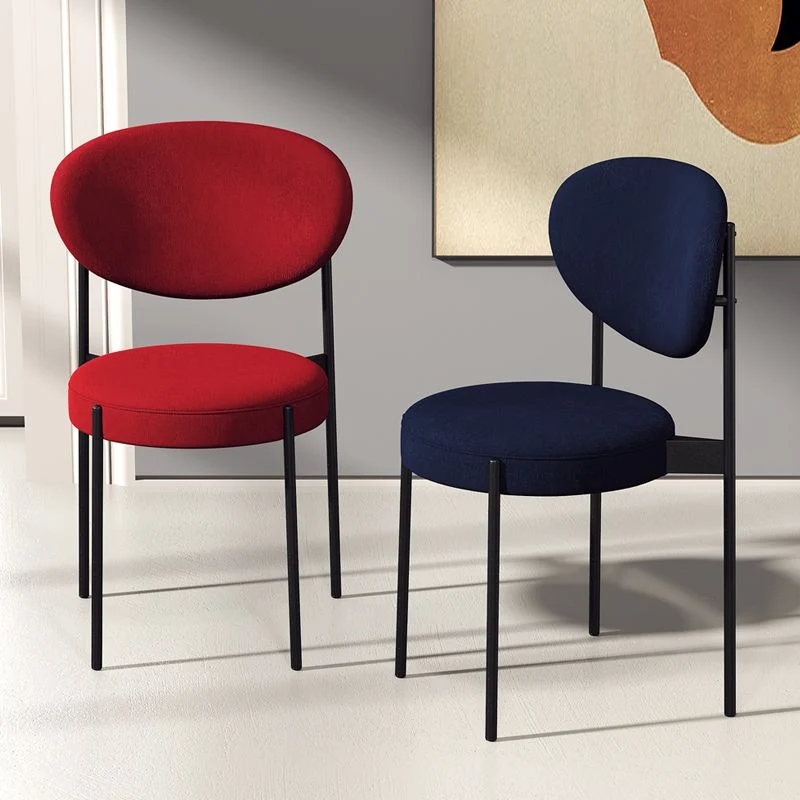 Home Sedia laterale scandinava Sedia da sala da pranzo imbottita metallo con schienale aperto Clearhalo