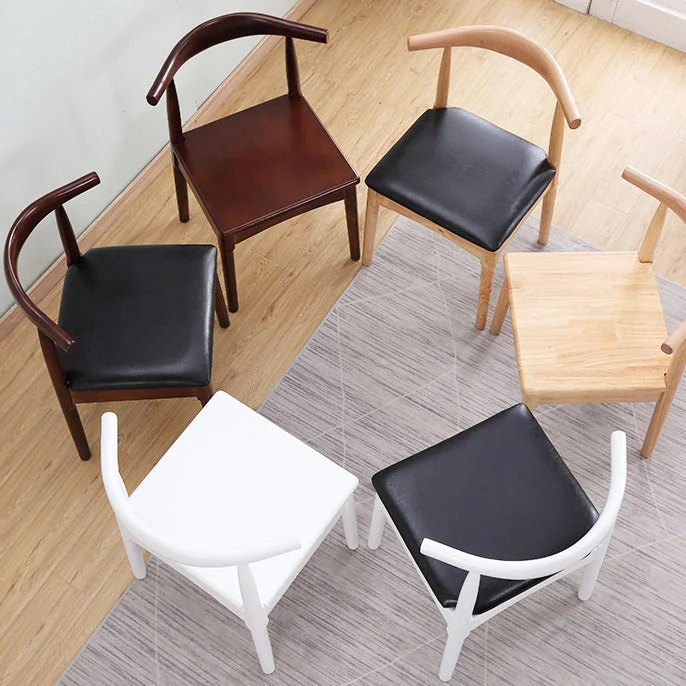 Home Sedia laterale scandinava Sedia da sala da pranzo imbottita legno con schienale aperto Clearhalo