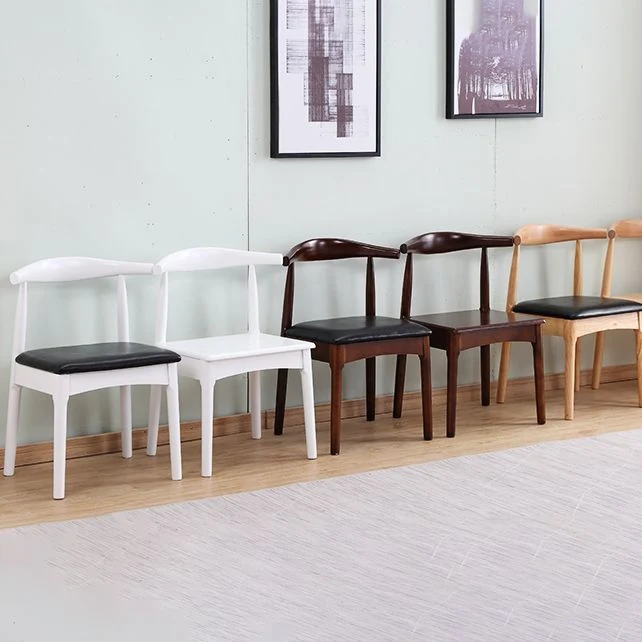 Home Sedia laterale scandinava Sedia da sala da pranzo imbottita legno con schienale aperto Clearhalo