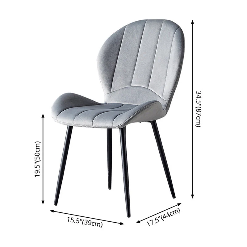 Home Sedia laterale scandinava Sedia da sala da pranzo imbottita metallo con schienale alare Clearhalo