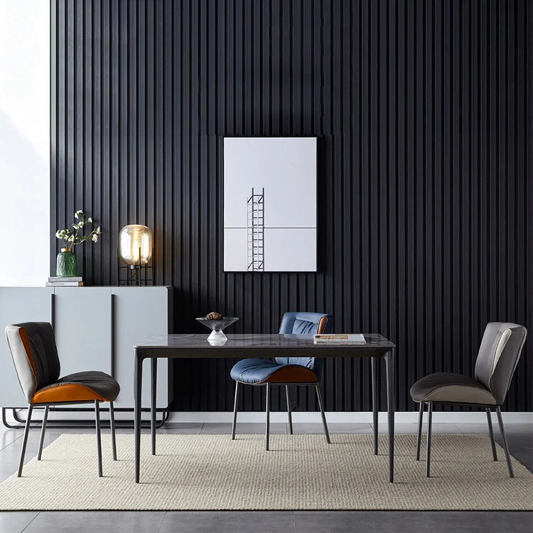Home Sedia laterale scandinava Sedia da sala da pranzo imbottita metallo con schienale alto Clearhalo