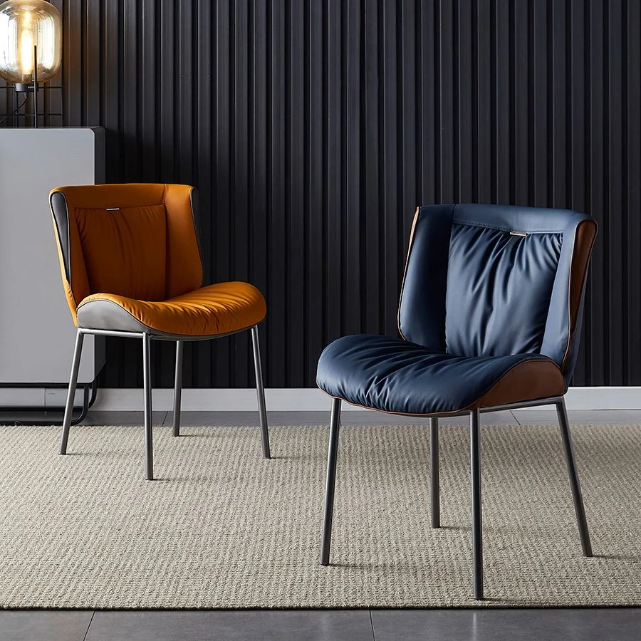 Home Sedia laterale scandinava Sedia da sala da pranzo imbottita metallo con schienale alto Clearhalo