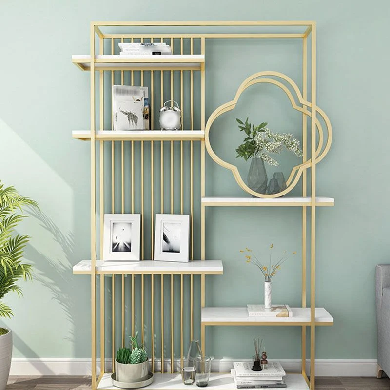 Libreria da 11,81 pollici stile glam con schienale aperto per la sala studio dell'ufficio e la casa Clearhalo