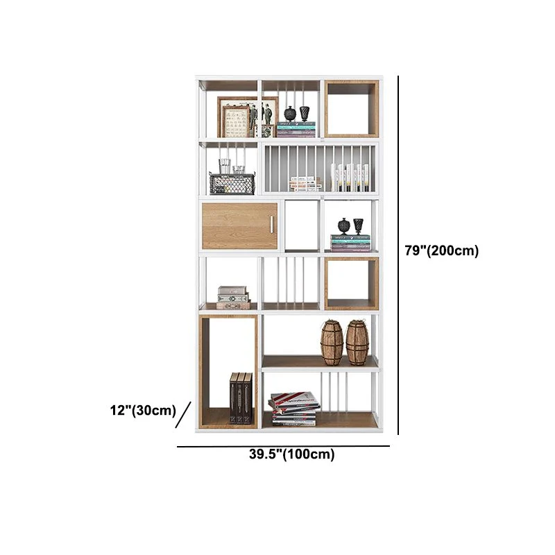 Libreria da 79"H stile industriale con schienale aperto per l'home office Clearhalo