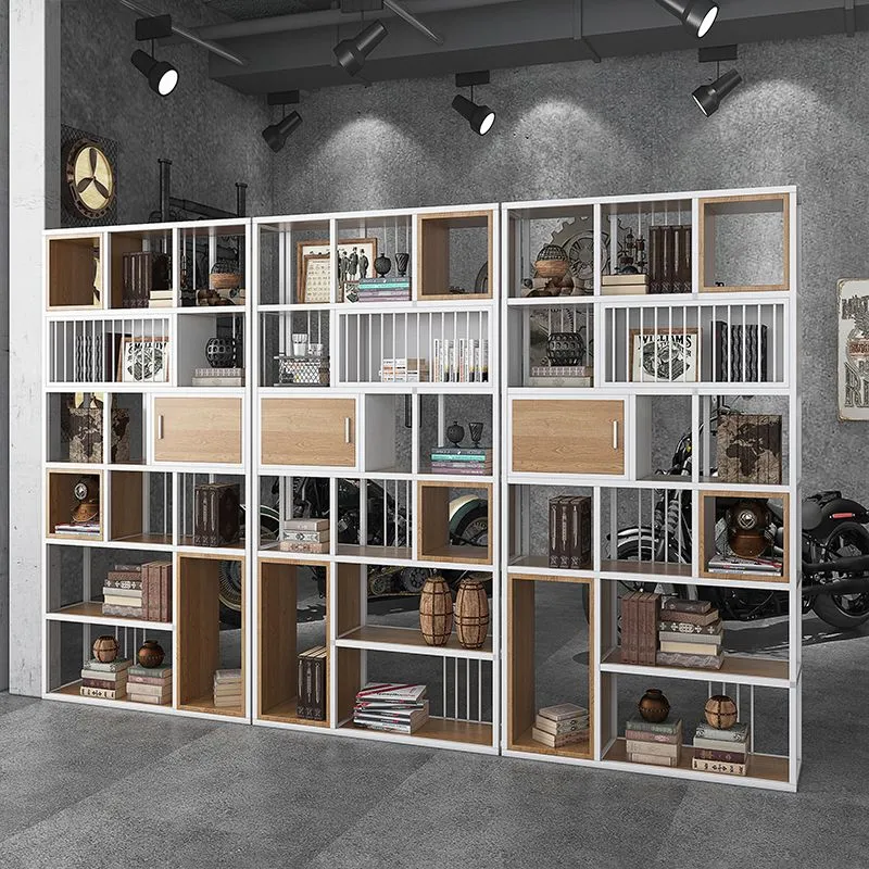 Libreria da 79"H stile industriale con schienale aperto per l'home office Clearhalo