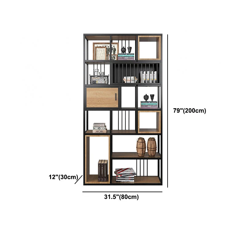 Libreria da 79"H stile industriale con schienale aperto per l'home office Clearhalo