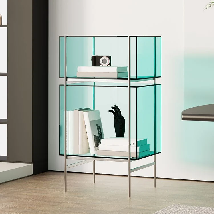 Libreria acrilico standard contemporanea con schienale chiuso e ripiani per sala studio Clearhalo