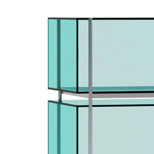 Libreria acrilico standard contemporanea con schienale chiuso e ripiani per sala studio Clearhalo