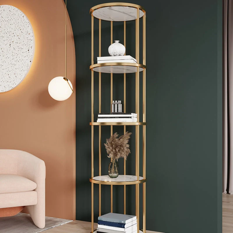 Libreria angolare scandinava metallo Libreria verticale aperta per soggiorno Clearhalo