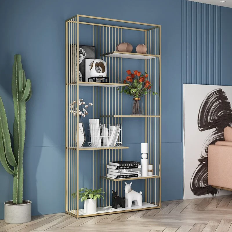 Libreria aperta verticale Etagere Scaffale legno bianco prodotto Scaffale con struttura ferro Clearhalo