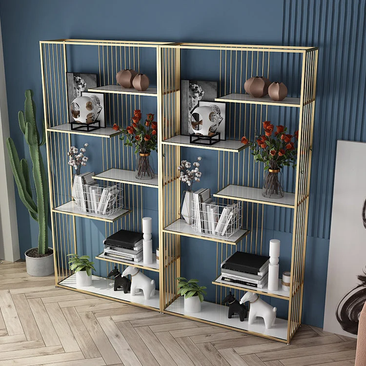 Libreria aperta verticale Etagere Scaffale legno bianco prodotto Scaffale con struttura ferro Clearhalo