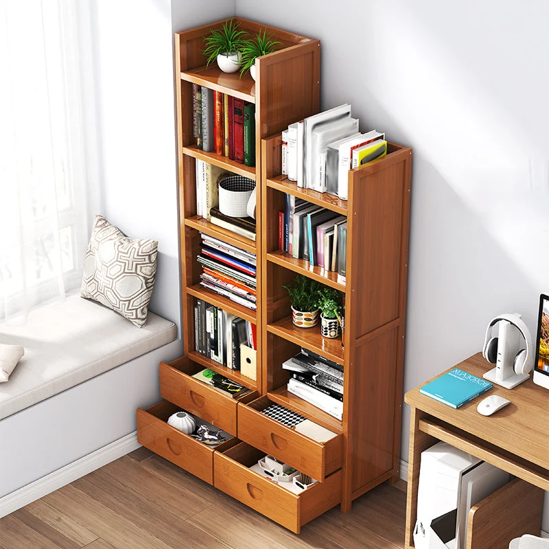 Libreria bambù con schienale chiuso Libreria verticale contemporanea per la casa Clearhalo