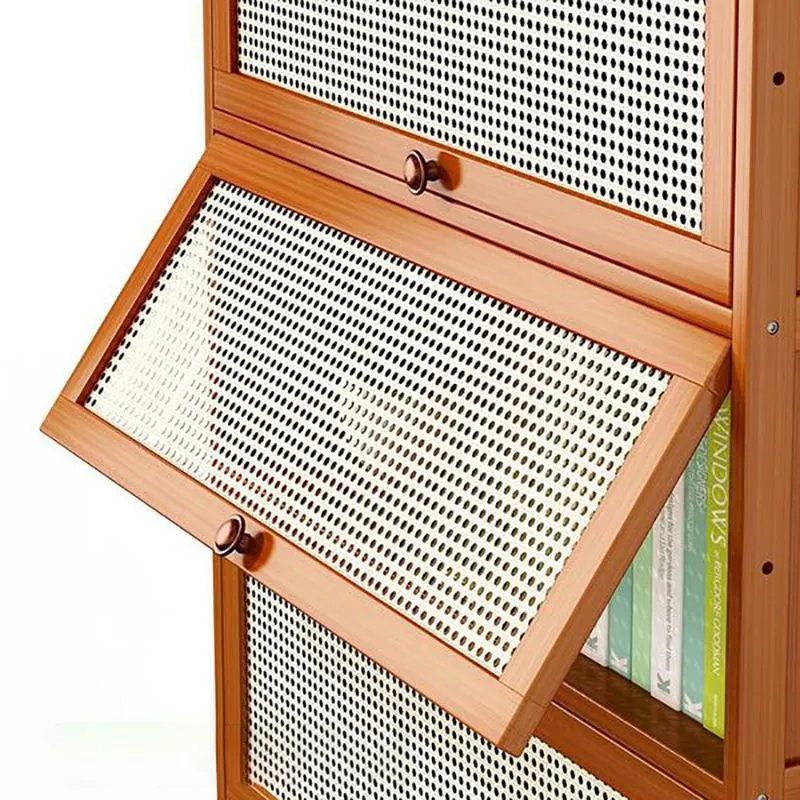 Libreria bambù Scaffale standard moderno con schienale chiuso e armadietti Clearhalo